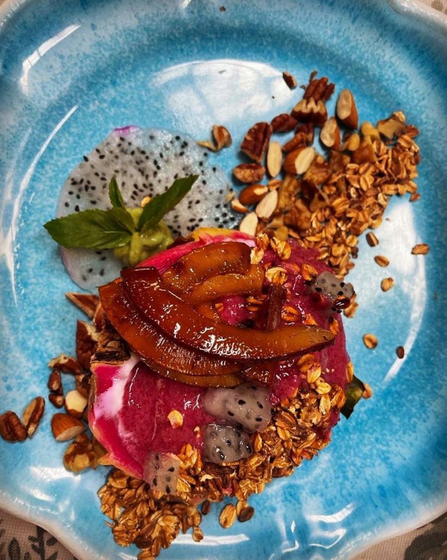 Acai bowl with dragon fruit and granola